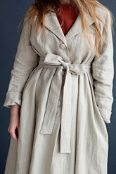 Linen Jacket with Elegant Design, Functional Pockets, and a Detachable Belt — Available in Black and Beige 🎨| جاكت زراير